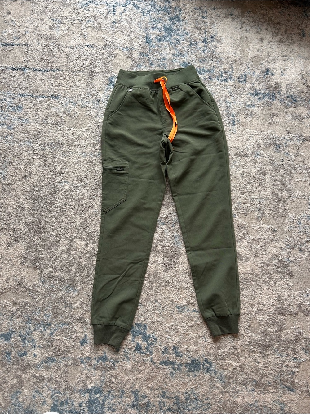 Figs Olive Green Jogger Pants with Orange Drawstring